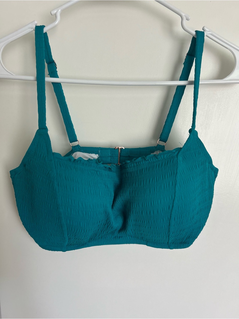 Adjustable Teal Smocked Bra size swim top 34DD